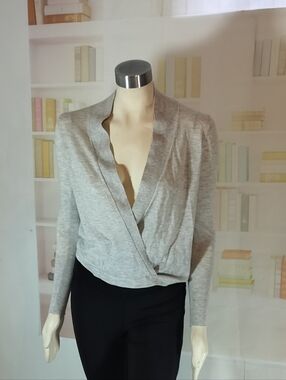 Zara Light Gray Wrap-Front Top